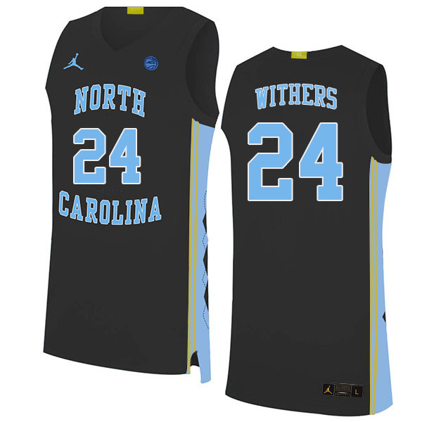 Men #24 Jae'Lyn Withers North Carolina Tar Heels College Basketball Jerseys Stitched Sale-Black